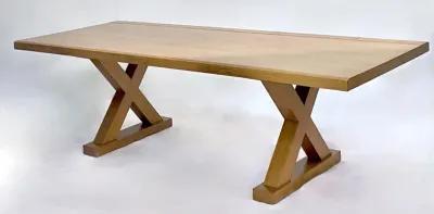 Large X-Brace Leg Walnut Dining Table