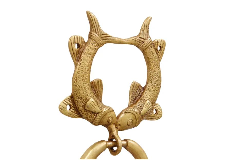 Double Fish Brass Door Knocker