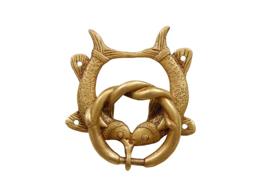 Double Fish Brass Door Knocker