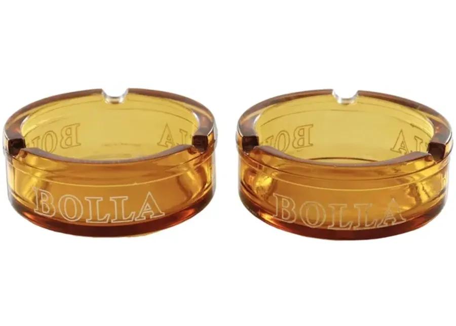 Bolla Wine Amber Glass Ashtrays - a Pair