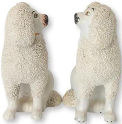 Antique Staffordshire Poodles - Set of 2 - White