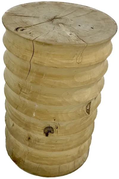 Fluted Spool Style Style Side Table - Yellow