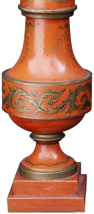 Italian Toile Orange/Gold Table Lamp - Red