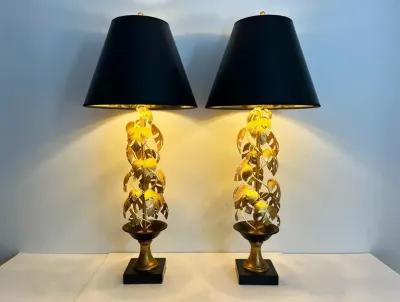 Italian Topiary Lamps w/Shades - Set of 2