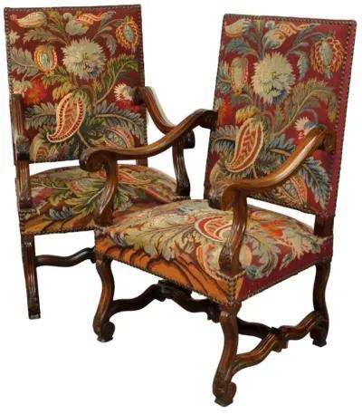 French Os du Mouton Walnut Armchairs - PR