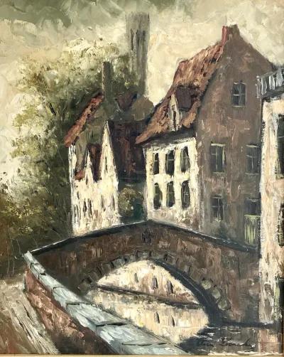 Bruges Bridge Impasto Oil Painting