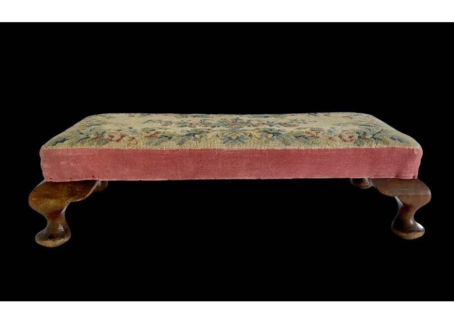 Antique French Needlepoint Footstool