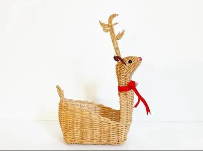 1970s Wicker Reindeer Basket