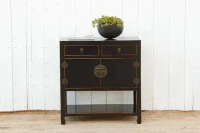 Elegant Black Lacquer Moon Cabinet