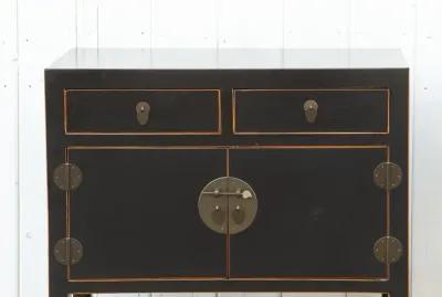 Pair of Asian Black & Bronze Cabinets