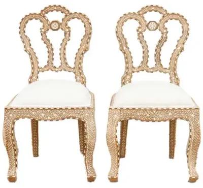 Pair of Royal Indian Inlaid Dining Chair - Handcrafted