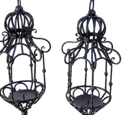 Black Iron Candle Lanterns - a pair