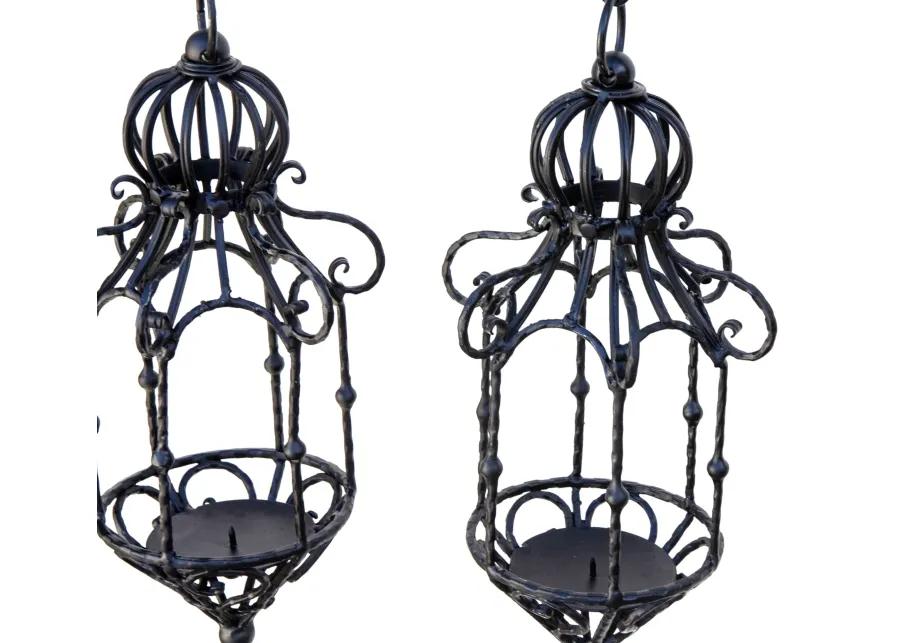 Black Iron Candle Lanterns - a pair