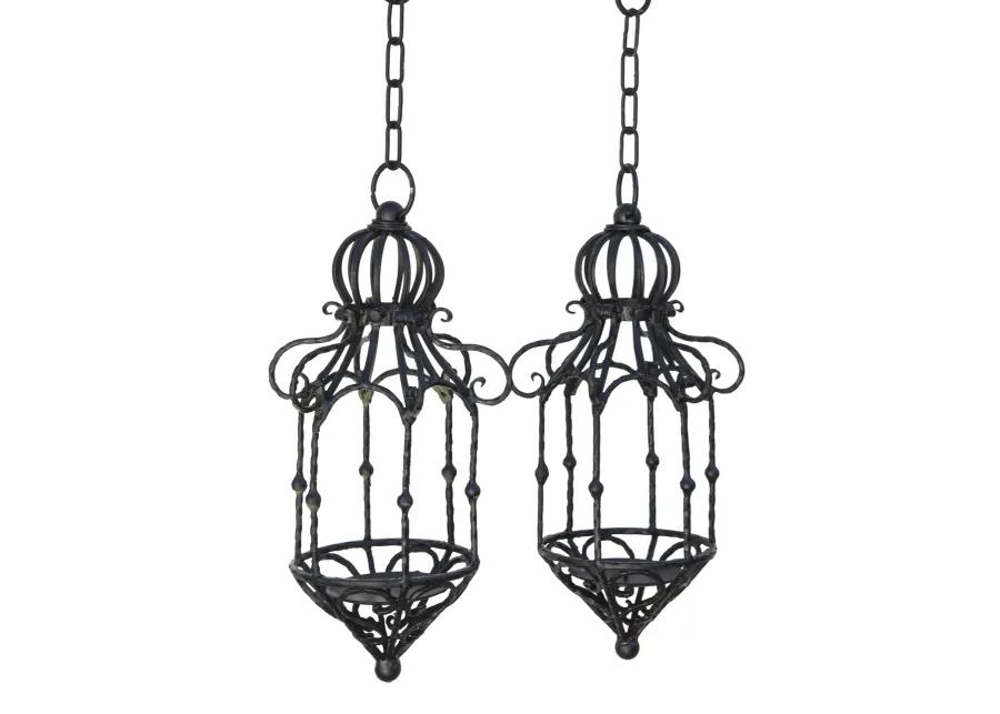 Black Iron Candle Lanterns - a pair