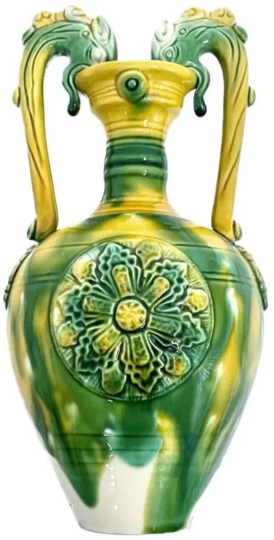 Chinese Dragon Majolica Urn Vase