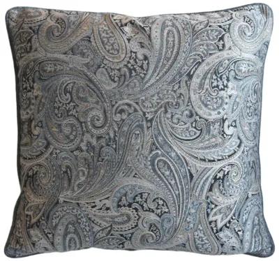 French Silver Botanical Paisley Pillow