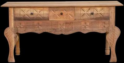 Finely Carved Nahuala Teak Console