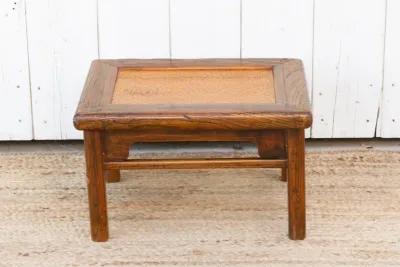 Antique Provincial Wood Rattan Tea Table