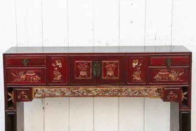 Antique Red & Gilt Kang Altar Table