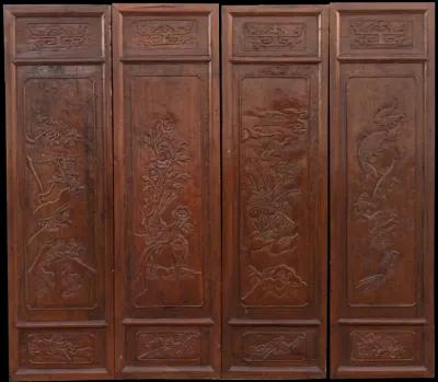 Mid-Century Finely Carved Door Panels