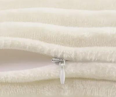 Creamy White Soft Plush Ribbed Pillow