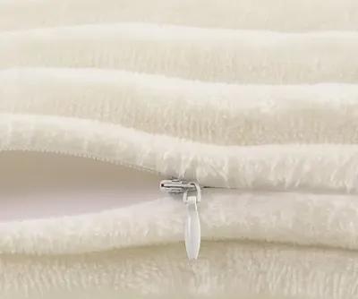 Creamy White Soft Plush Ribbed Pillow