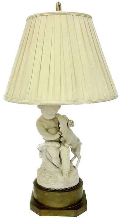 Limoges Bisque Lamb & Lion Lamp