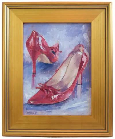 Red Stiletto Evening Shoes Oil Painting