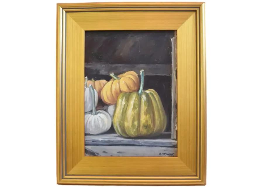 Farmhouse Harvest Pumpkins Oil Painting