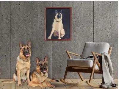 Midcentury German Shepard Painting