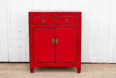 Asian Red Lacquered Buffet Cabinet