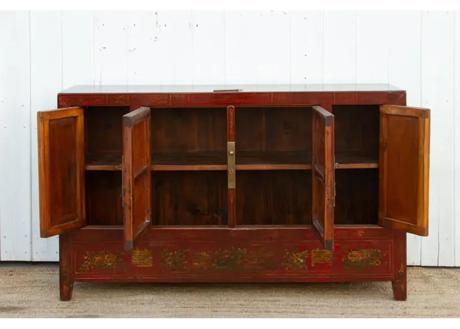 Painted Chinese Floral Credenza