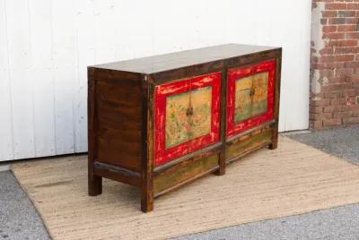 Old Wood Mongolian Painted Sideboard