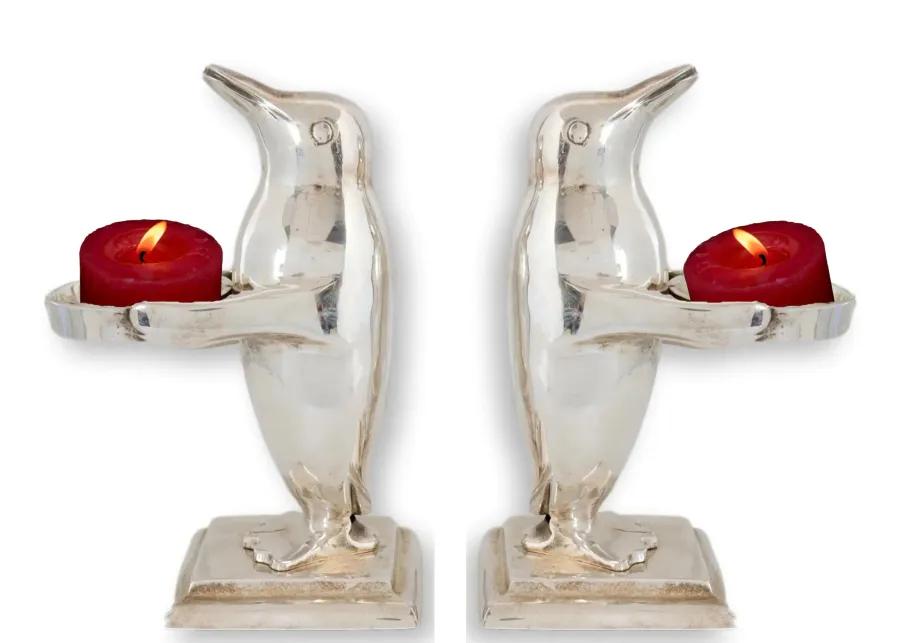 Silver Penguin Votive Candleholders