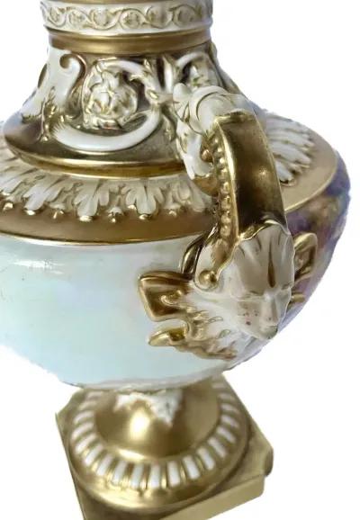 Royal Worcester Fruit/Caryatid Urn Lamp