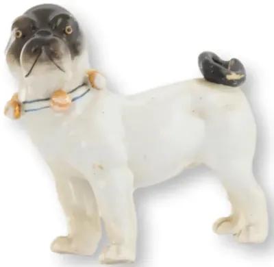 Antique Dresden Porceelain Pug Dog