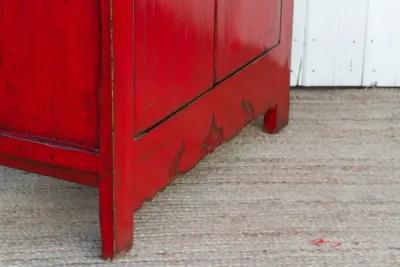 Two Door Ruby Red Chinese Cabinet