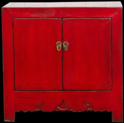 Two Door Ruby Red Chinese Cabinet