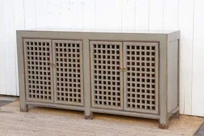 Stone Gray Painted Lattice Sideboard