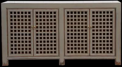 Stone Gray Painted Lattice Sideboard