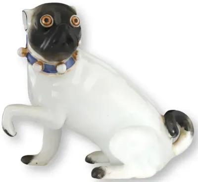 Antique Dresden Porcelain Begging Pug