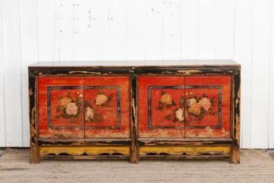 Antique 6' Floral Mongolian Sideboard