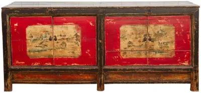 Long Painted Antique Mongolian Sideboard