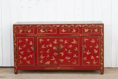 Vintage Painted Butterfly Credenza