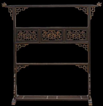 Finely Carved Lattice Wood Rack