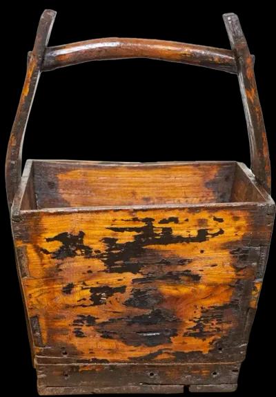 Weathered Wooden Asian Basket