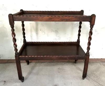 Early 1900s Oak Barley Twist Drinks Cart