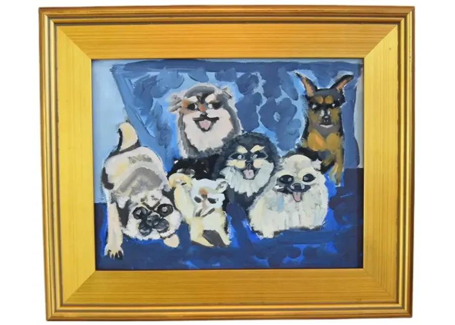 Doggie Best Friends Folk Art Painting