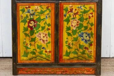 Antique Floral Tibetan Tall Cabinet