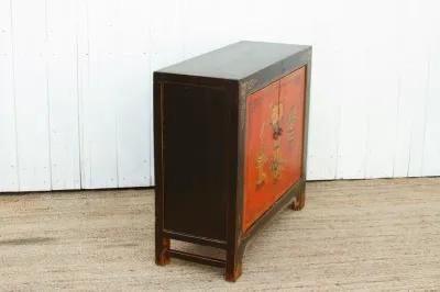 Mongolian Red & Black Floral Cabinet